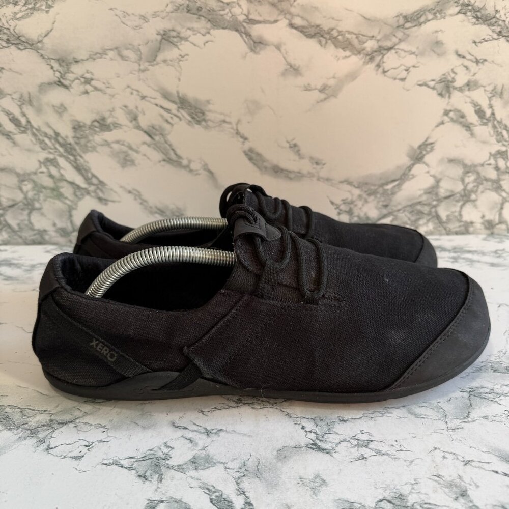 Xeroshoes Men 11.5 Hana Sneaker Barefoot Shoe Black Fabric Wide Toe Box Minimal